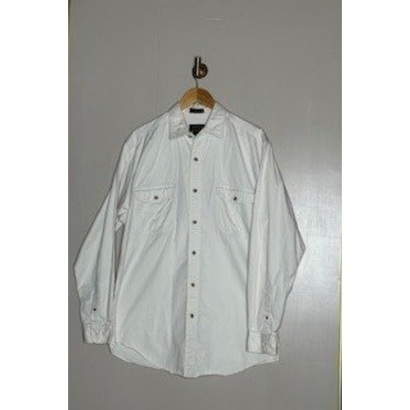 Eddie Bauer Other - Eddie Bauer Mens Rufton Twill Shirt White Long Sleeve Button Down Size M Tall